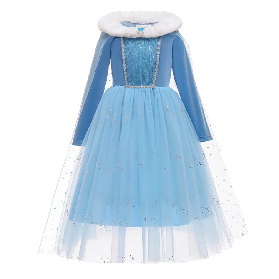 Disney Frozen Elsa Anna Princess Dress Girls Halloween Carnival Clothing Party Kids Cosplay Snow Queen Children Outfit Costume