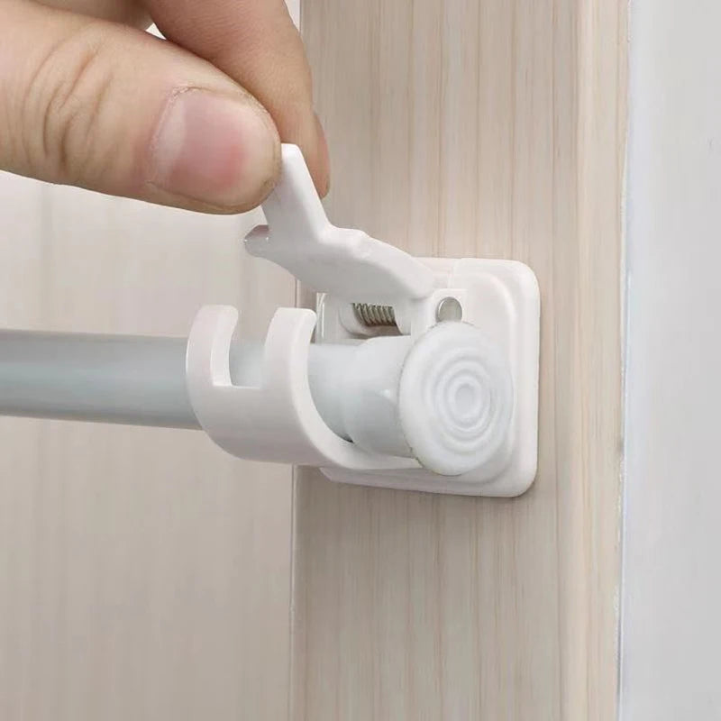 2/4pcs Self Adhesive Curtain Rod Bracket Punch-free Curtain Rod Clip Nail-Free Adjustable Shower Curtain Rod Hanging Holder