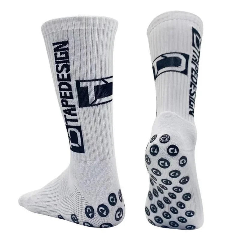 6Pairs/Lot 2023 New ANTI SLIP Tapedesign Football Socks Mid Calf Non-Slip Soccer Sport Cycling Sports Mens Sock EU38-45