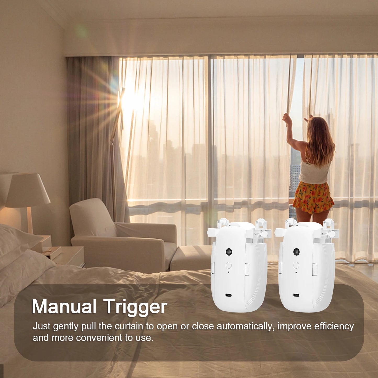 3 in 1 Intelligent Curtain Motor Home Electric Curtain Opener No Wiring with Remote Controller for I-Rail/U-Rail/Roman Rod