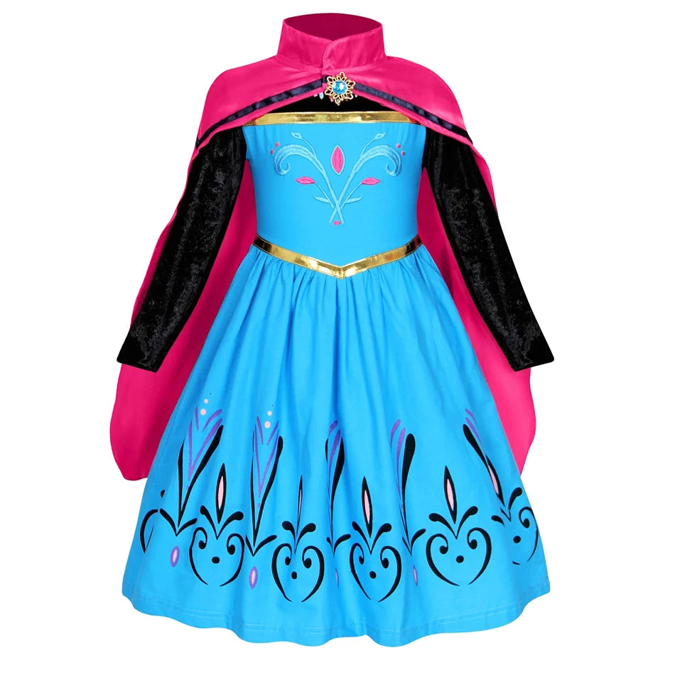 Disney Frozen Elsa Anna Princess Dress Girls Halloween Carnival Clothing Party Kids Cosplay Snow Queen Children Outfit Costume