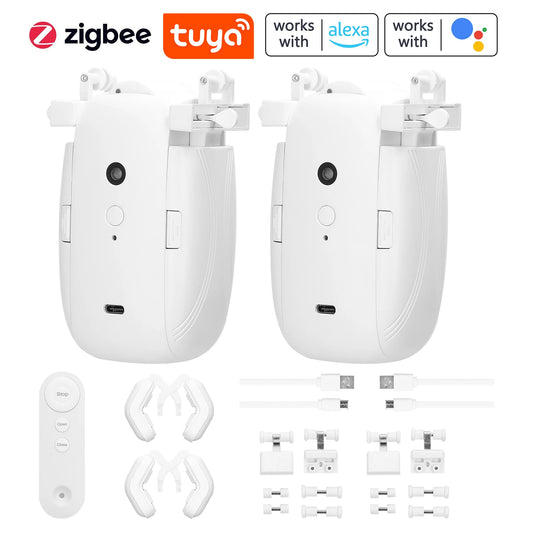 Tuya ZigBee 3 in 1 Intelligent Curtain Motor Electric Curtain Robot Auto Opener No Wiring Support APP Remote Control Timer