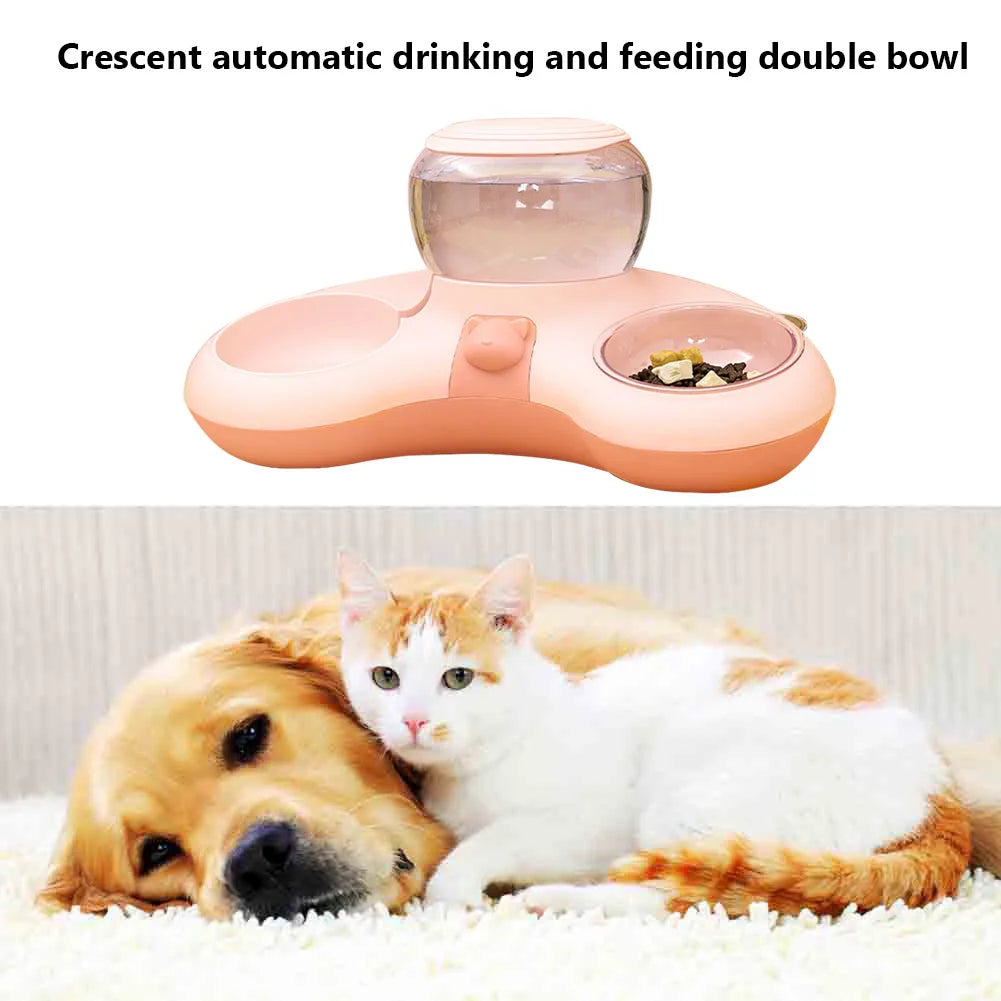 VKTECH Automatic Feeder for Cat Pet Cat Bowl Water Dispenser Cat Food Bowl With Drinking Raised Stand Double Dish Bowl For Cat