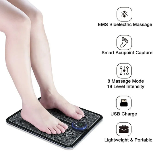 Electric EMS Foot Massager Pad Portable Foldable Massage Mat Muscle Stimulation Improve Blood Circulation Relief Pain Relax Feet