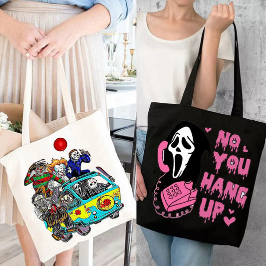 Halloween Large Tote Bag Halloween Friends Gift Shopper Halloween Party Gift Shopping Bag Movie Killers Reusable Shopping Bag