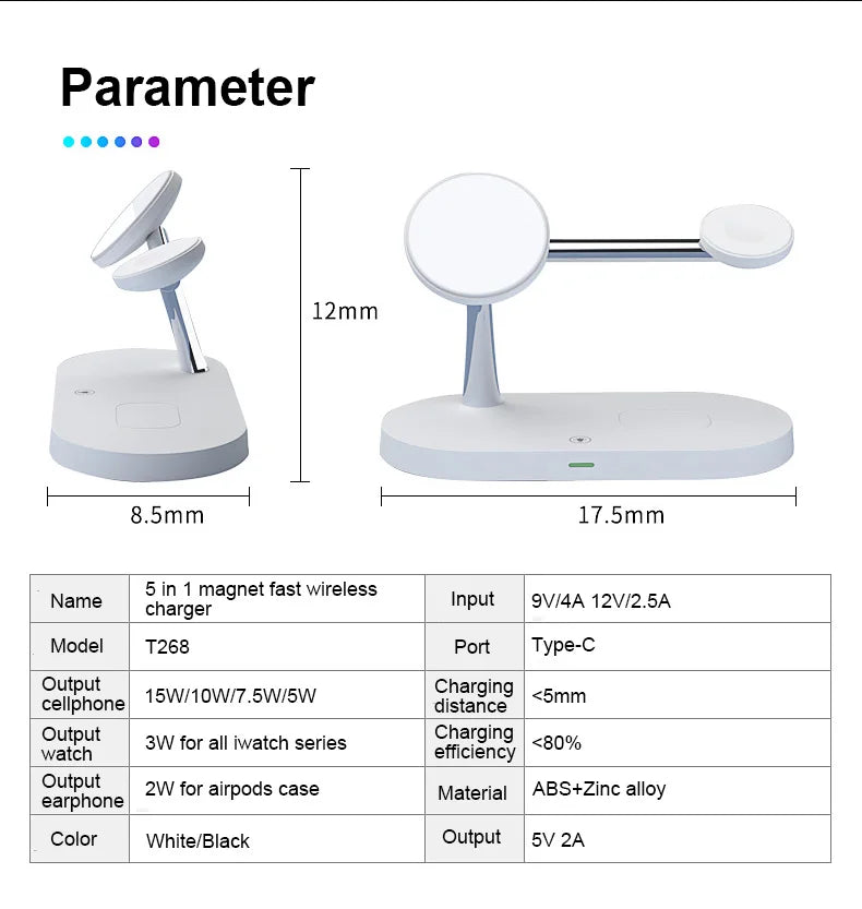 3 in 1 Wireless Charger For iPhone 12 13 14 15 Magsafe Charger Airpods Pro Apple Watch 9 8 7 6 QI Fast Charging Station