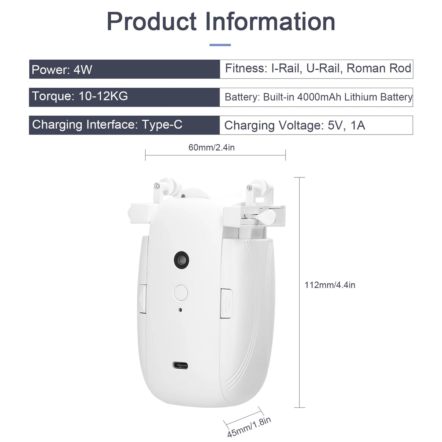 3 in 1 Intelligent Curtain Motor Home Electric Curtain Opener No Wiring with Remote Controller for I-Rail/U-Rail/Roman Rod