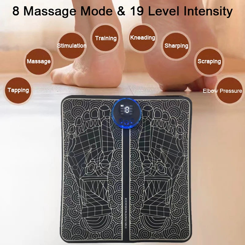 Electric EMS Foot Massager Pad Portable Foldable Massage Mat Muscle Stimulation Improve Blood Circulation Relief Pain Relax Feet