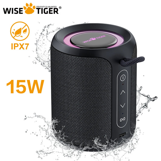 WISETIGER P1S IPX7 Waterproof Speaker 15W Mini Portable Sound Box Bass Boost TWS Dual Pairing BT5.3 Wireless Speaker for Outdoor