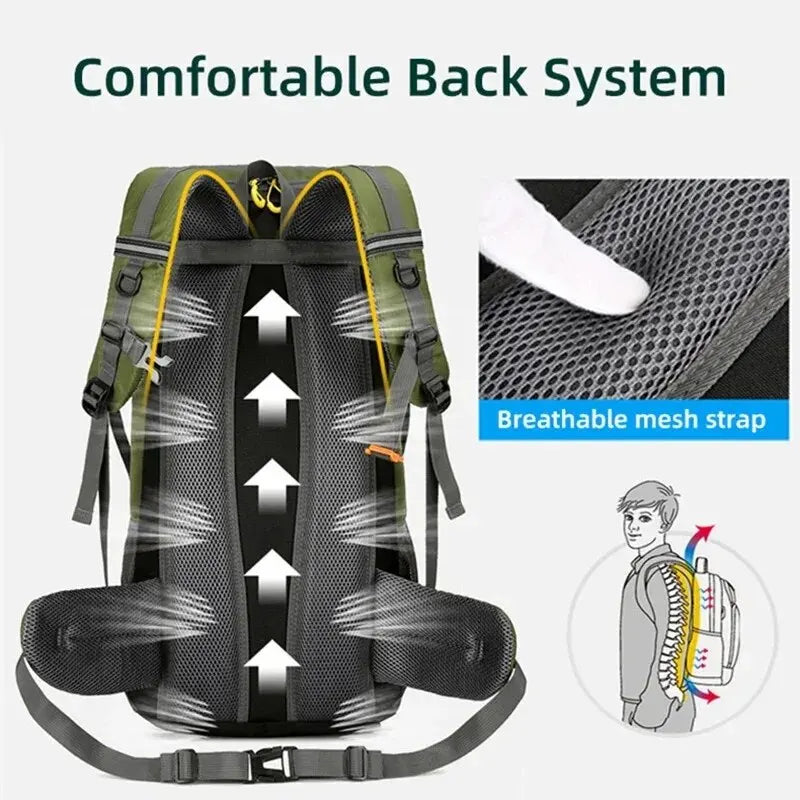 50L Travel Backpack Camping Bag For Men Large Hiking Bag Tourist Rucksack Waterproof Outdoor Sports Climbing Mountaineering Bag