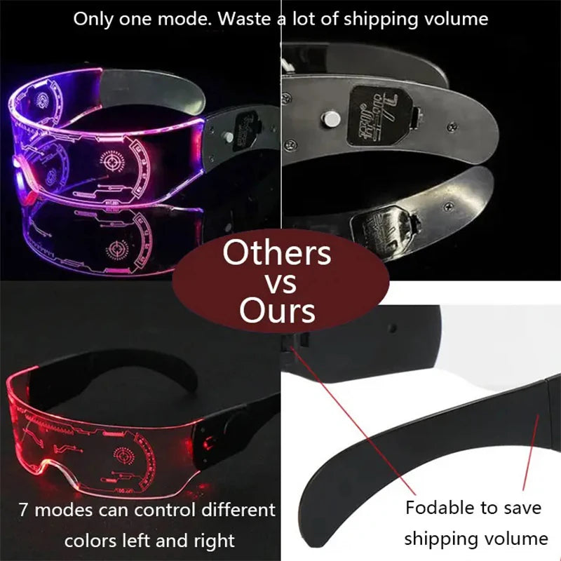 Wire Neon Led Glasses Light Up Glasses DJ Foldable Halloween Decoration Cool Costume Party Supplies Decoration