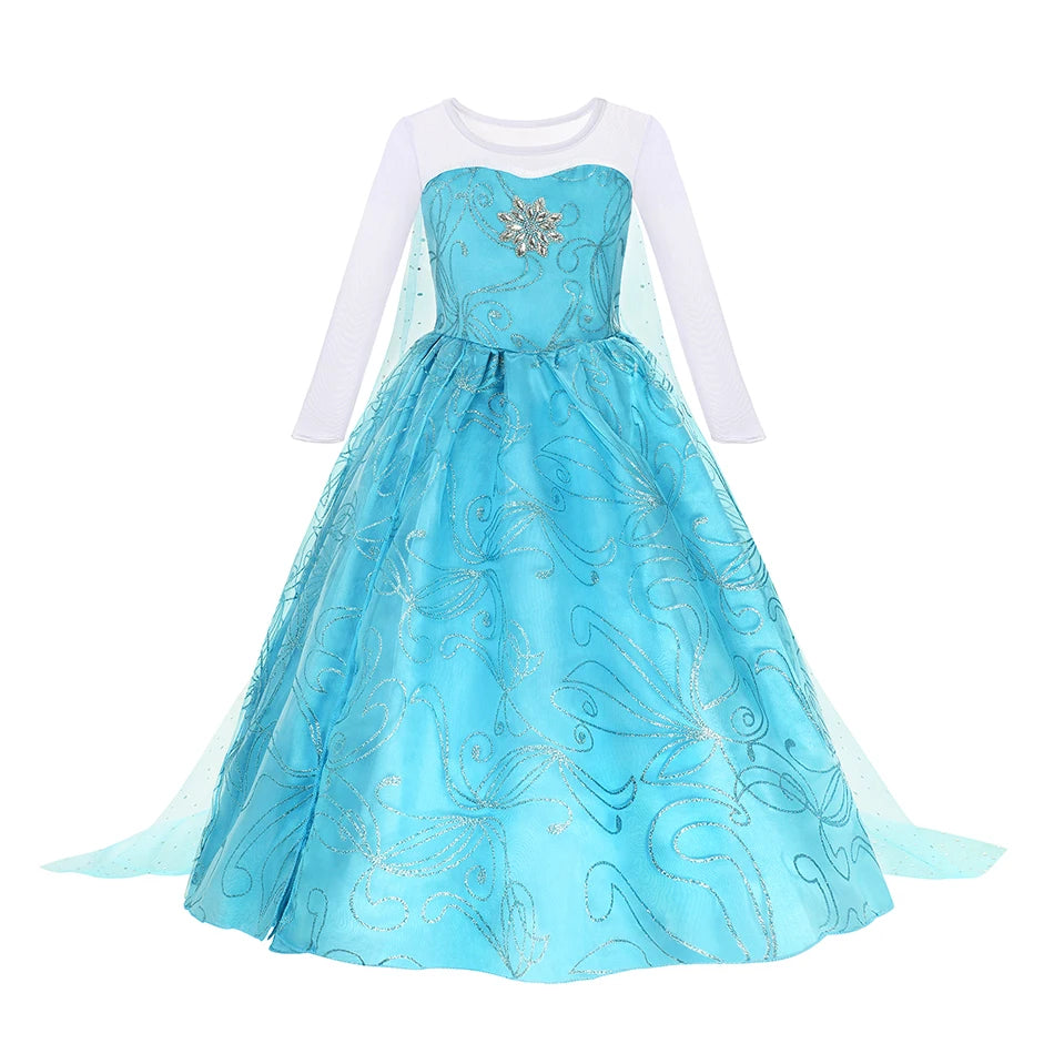 Disney Frozen Elsa Anna Princess Dress Girls Halloween Carnival Clothing Party Kids Cosplay Snow Queen Children Outfit Costume