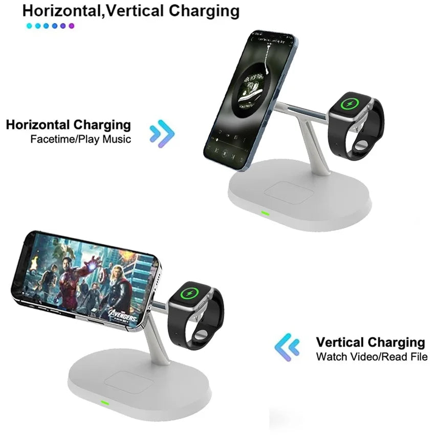 3 in 1 30W Magnetic Wireless Charger Stand Macsafe For iPhone 15 14 13 12 Apple Watch 8 7 6 Airpods Pro Fast Charging Station