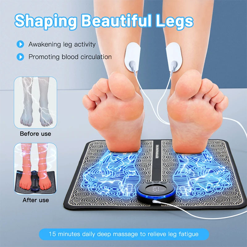 Electric EMS Foot Massager Pad Portable Foldable Massage Mat Muscle Stimulation Improve Blood Circulation Relief Pain Relax Feet